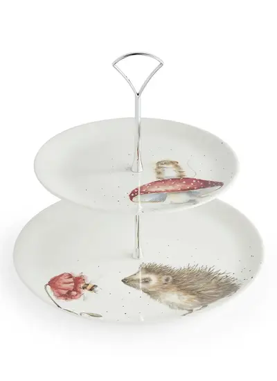 wrendale two tier cake stand forest creatures 
